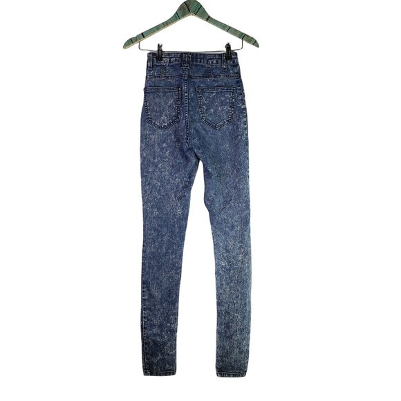 Cello Womens High Waist Acid Wash Skinny Jean w/ 3 Front Button Sz 1 - Picture 3 of 10